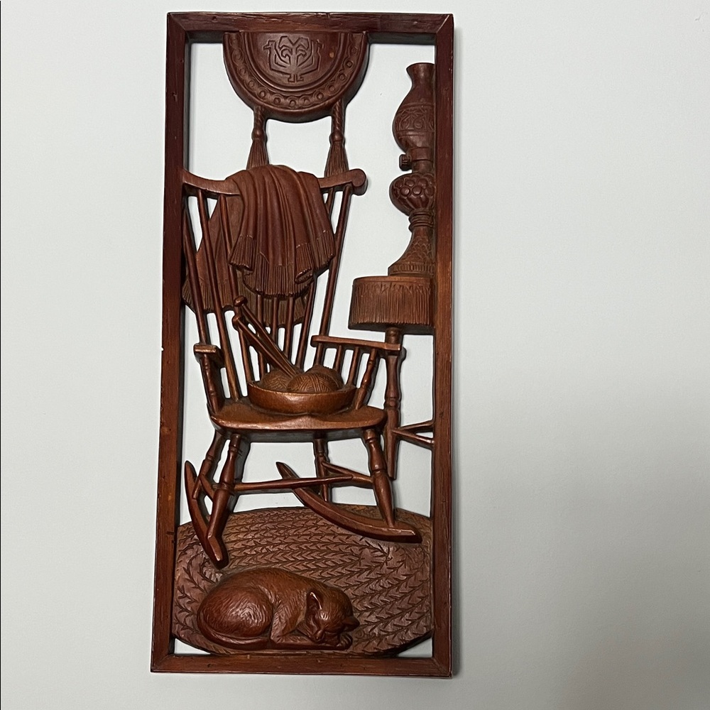 Vtg 1960s Burwood Hall Cat with Rocking Chair